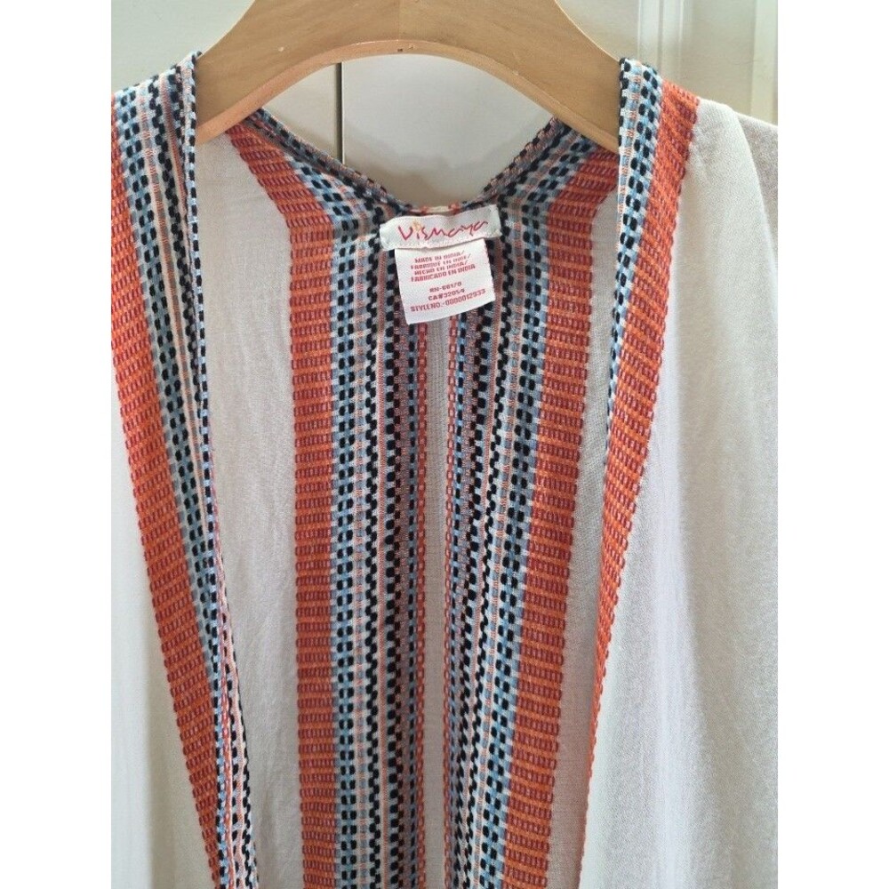 Vismaya W Fringe Kimono Ruana Textured Woven Boho Artisan Swimwear Cover Up OS - Picture 2 of 9